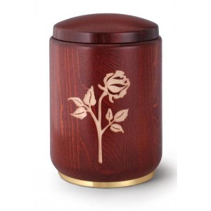 Wooden Urn - Stained Mahogany with Rose Engraving